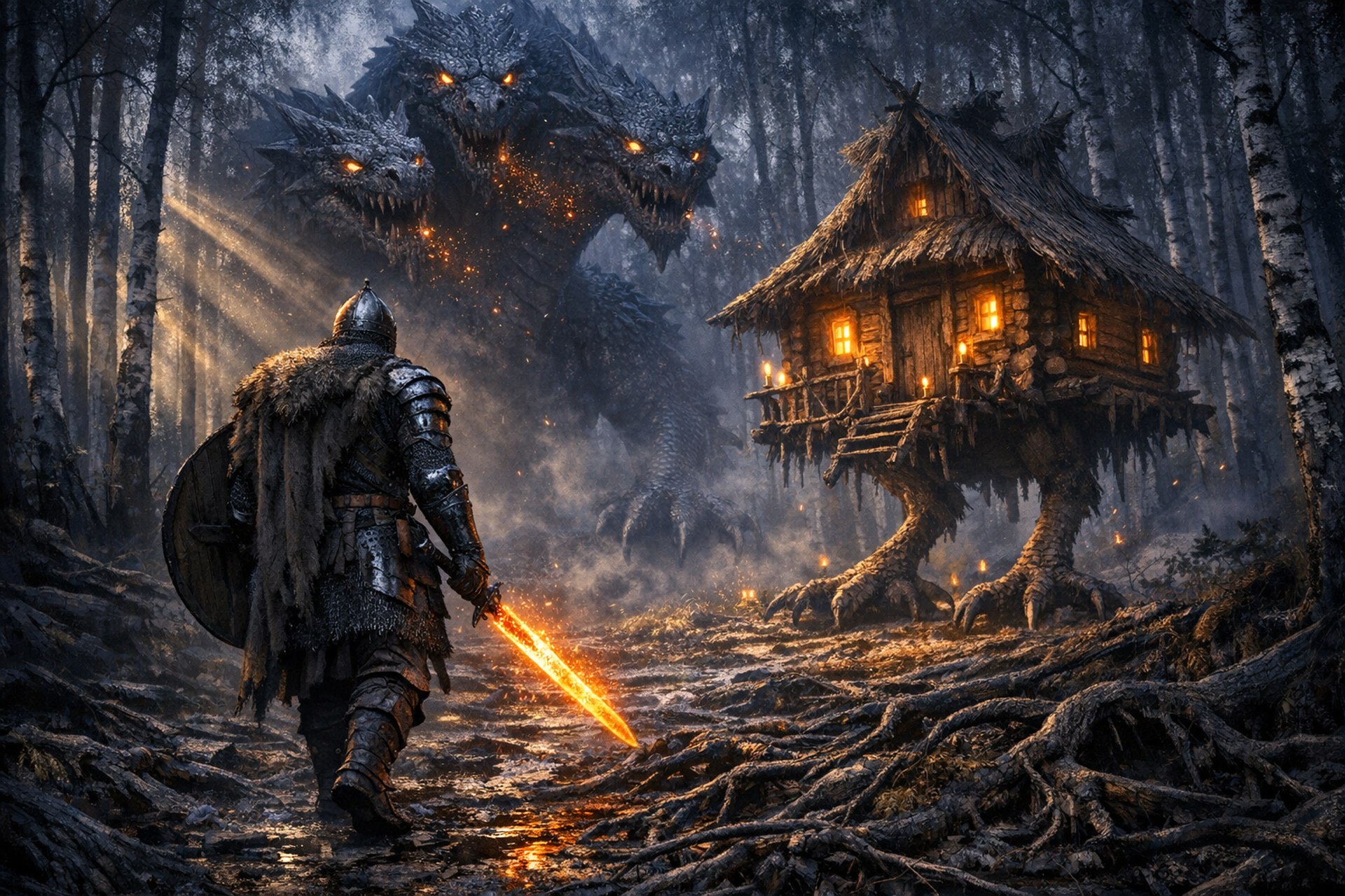 Kosti 3D — a bogatyr faces the dragon Zmey Gorynych